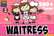 Waitress ~ Cartoon Character Set, a Food Illustration by The Toon Company (Thumbnail 1 of 10)