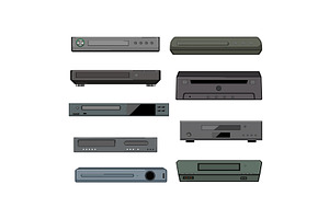 dvd player set cartoon vector, a Technology Illustration by pikepicture