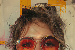 Retro Fashion Model With Sunglasses Art Collage