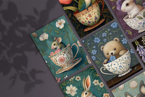 Animal Tea Time Postcard Designs