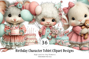 Birthday Character Tshirt Clipart, a Seasonal Illustration by CreationArt