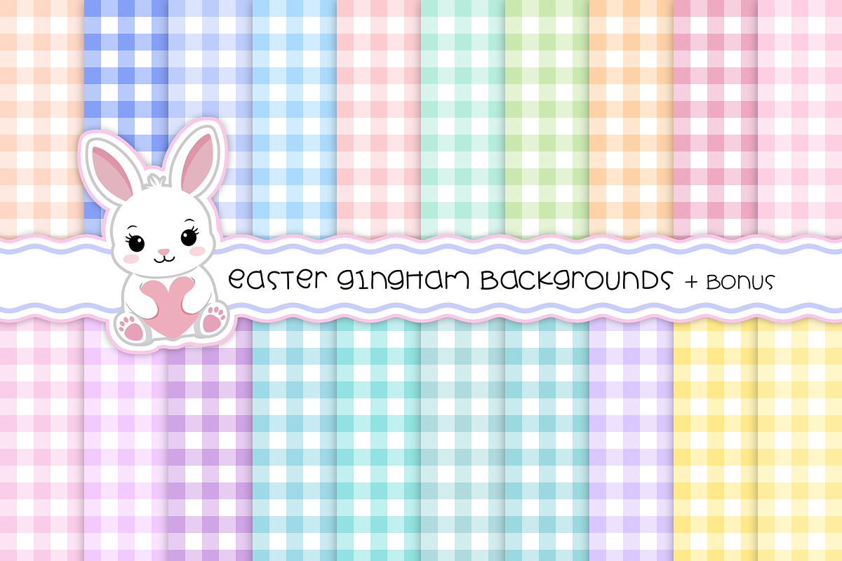 Easter Gingham Backgrounds, a Pattern Graphic by Julie Campbell (Photo 1 of 4)