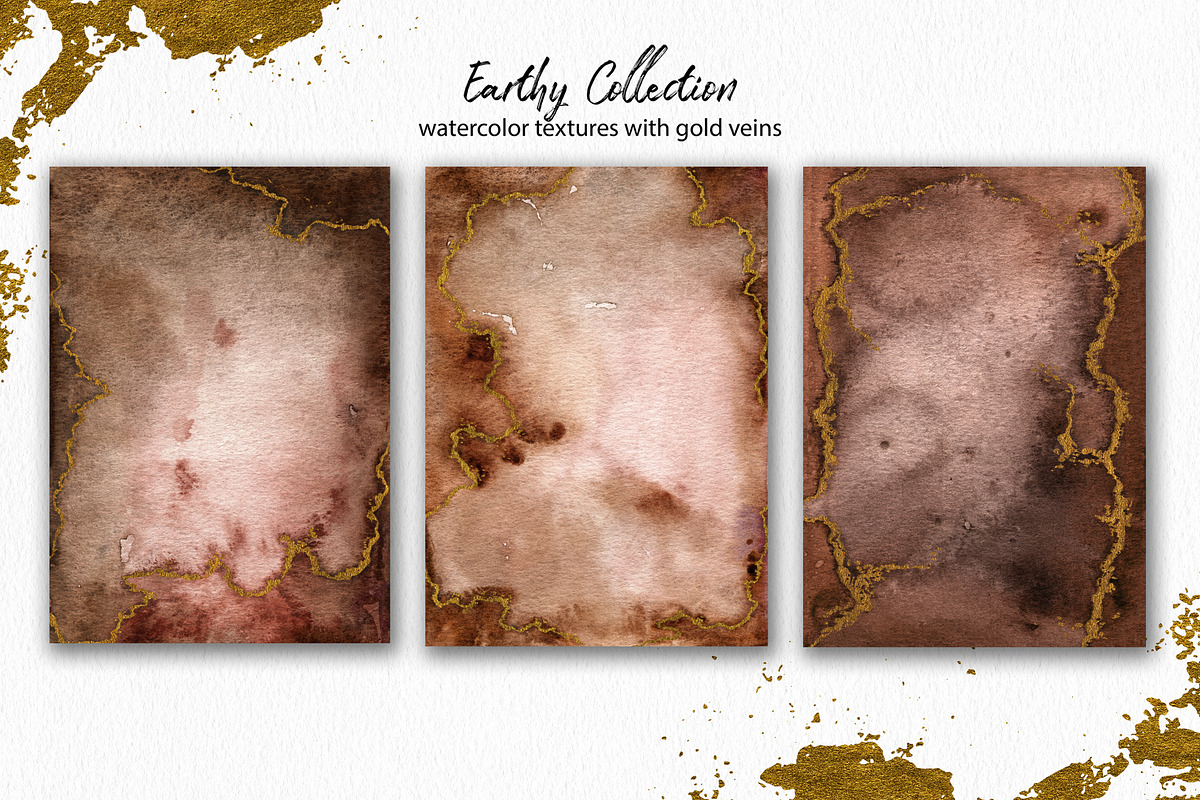 Earthy Watercolor with Gold Veins, a Texture Graphic by Marmoris.Arts (Photo 11 of 13)