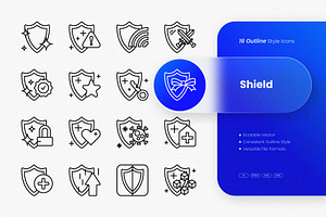 Shield Outline Icons, an Outline Icon by cidcud_graphic