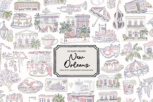 New Orleans Clipart, French Quarter, an Object Illustration by The October Creative