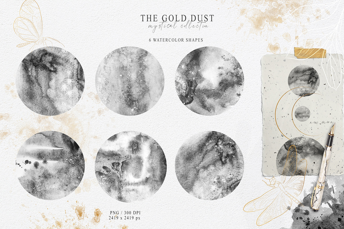 SALE! Watercolor moon collection, a Texture Illustration by Tiana Geo (Photo 2 of 13)