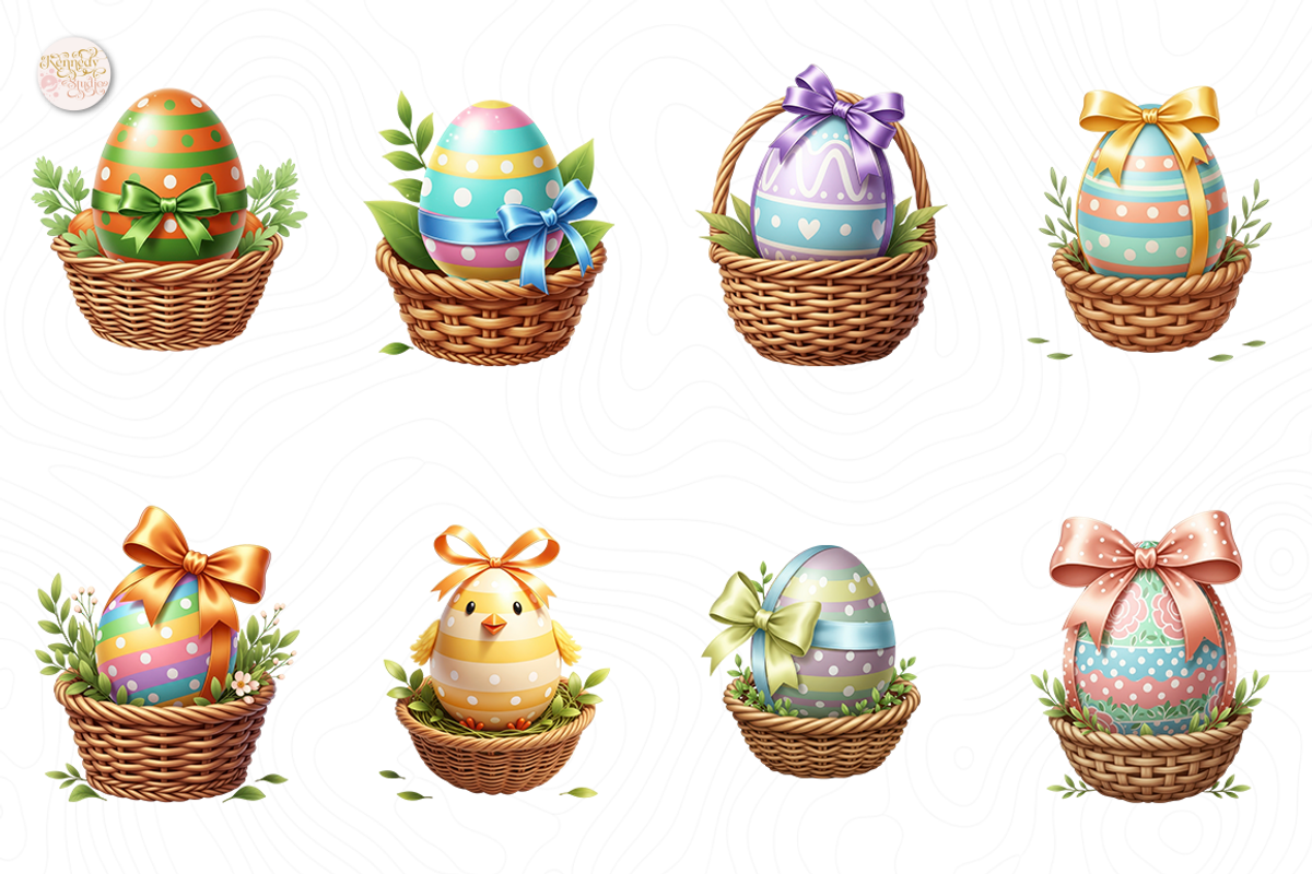 Cute Easter Egg Basket PNG Clipart., an Object Illustration by KennedyStudio (Photo 3 of 5)