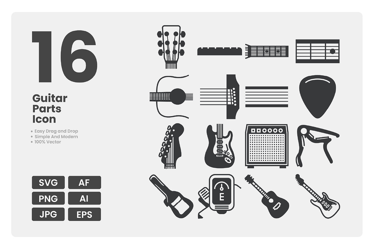Guitar Parts Icon Pack, a Solid Icon by erifqizeicon (Photo 3 of 3)