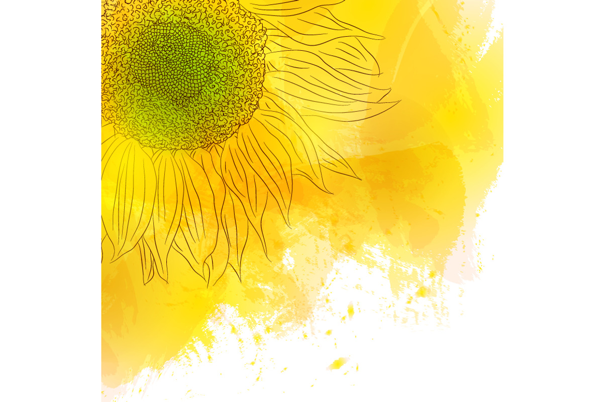 Watercolor sunflower background., an Illustration by Svetlana Avv (Photo 1 of 2)