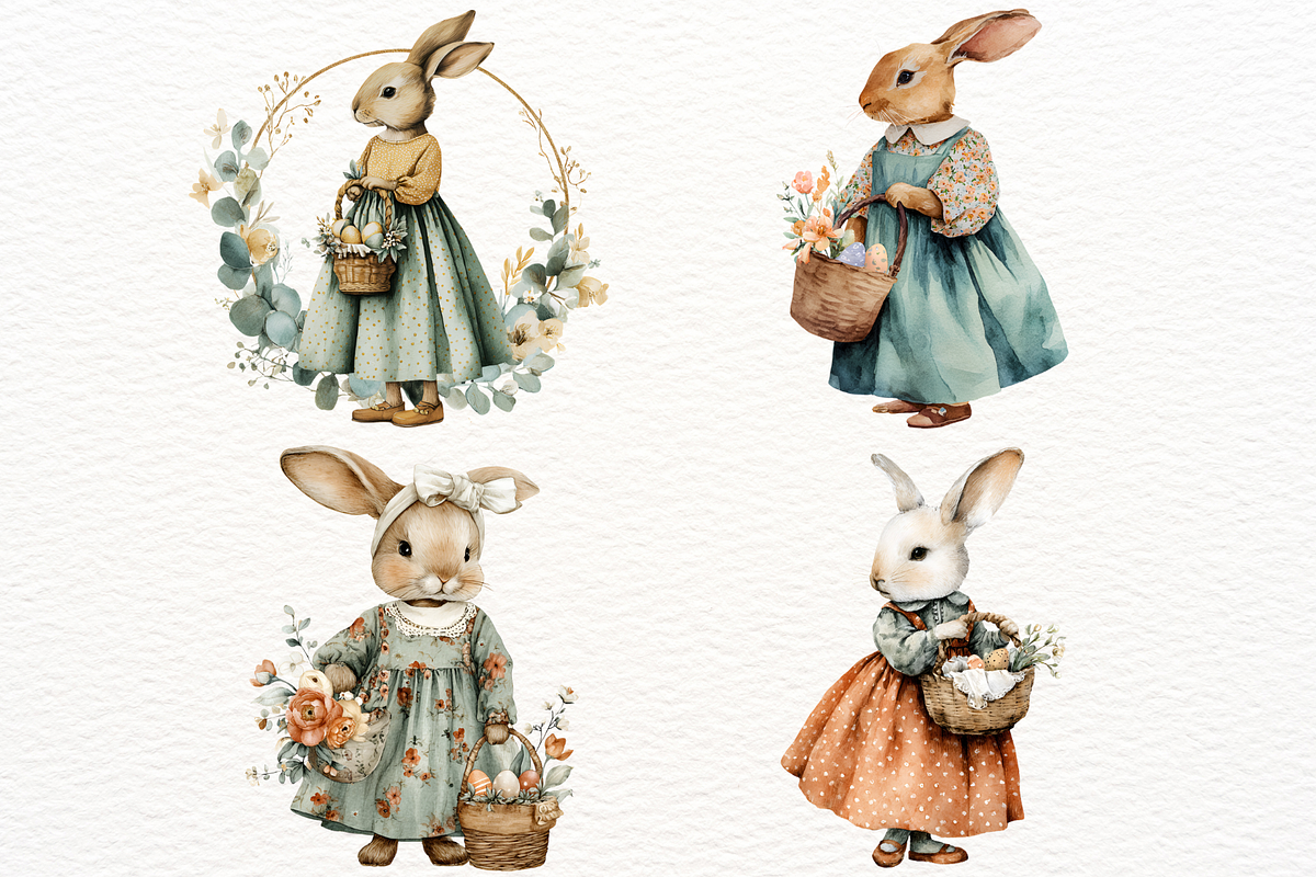 Vintage Easter Bunny PNG Clipart, an Animal Illustration by SugarCloudStudioArt (Photo 5 of 6)