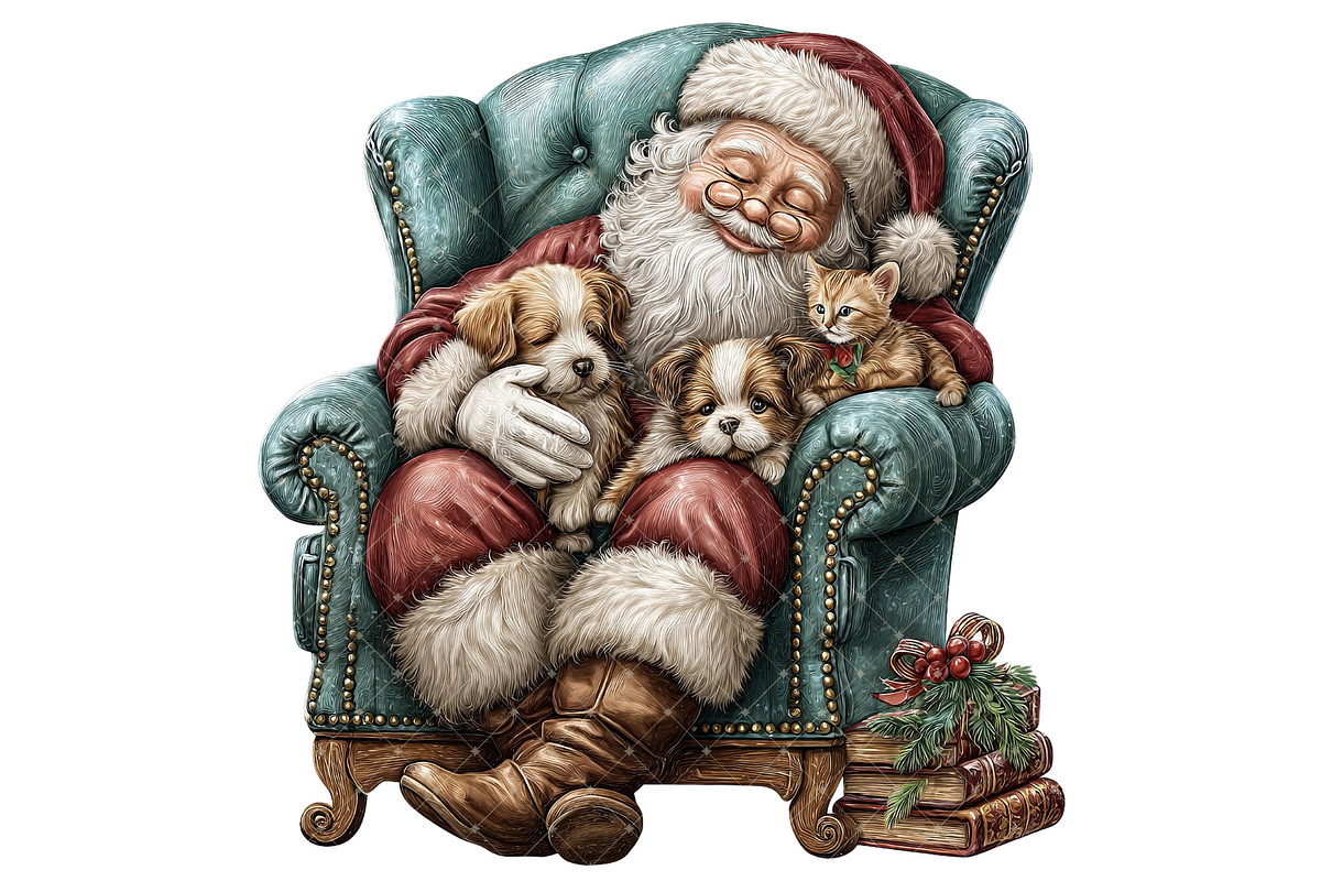 Santa With Dog Clipart PNG, a Seasonal Illustration by Memories By Lea (Photo 17 of 19)