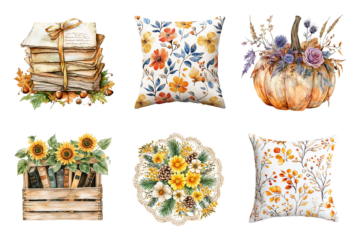 Vintage Fall Decorations Clipart, an Illustration by CreationArt (Photo 4 of 5)