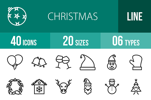 40 Christmas Line Icons