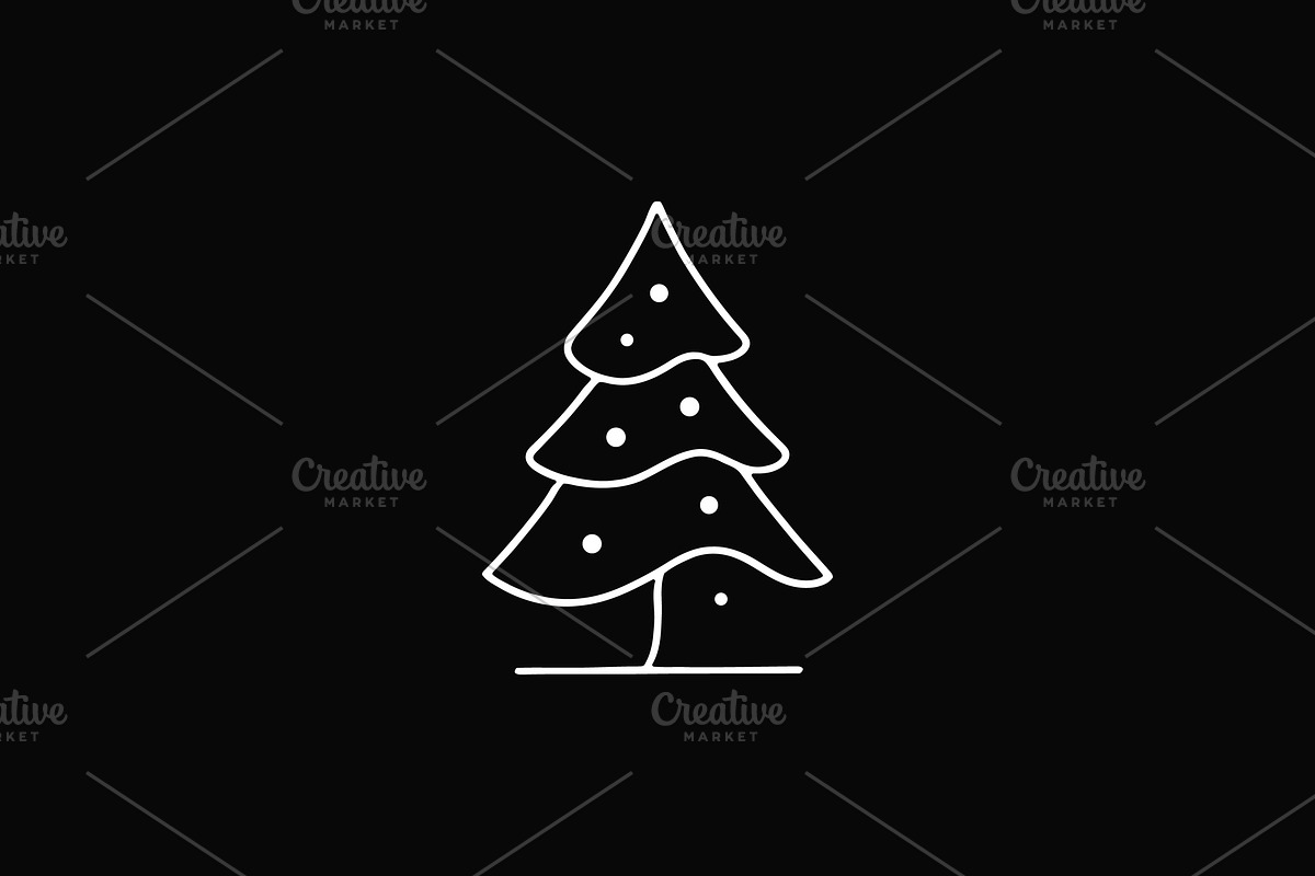 Minimal Line Art Christmas Tree, a Branding & Logo Template by Vectorium Studio (Photo 1 of 2)