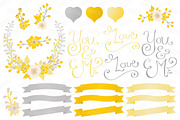 Sunny Yellow Floral Heart & Banners, an Illustration by Amanda Ilkov (Thumbnail 4 of 4)