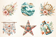 OCEAN Boho, Summer Clipart, an Illustration by DreamArtGraphic (Thumbnail 2 of 4)
