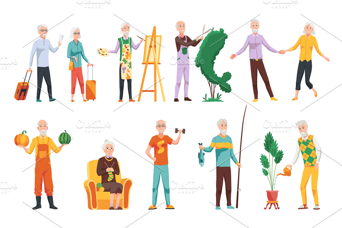 Elderly people hobby set. Healthy, a Sport Illustration by the8monkey