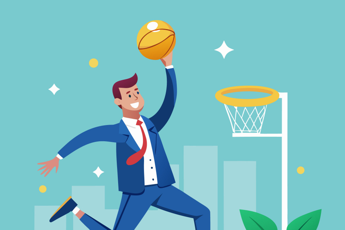 man jumping to dunk basketball, a Sport Illustration by SouravDesign (Photo 1 of 3)