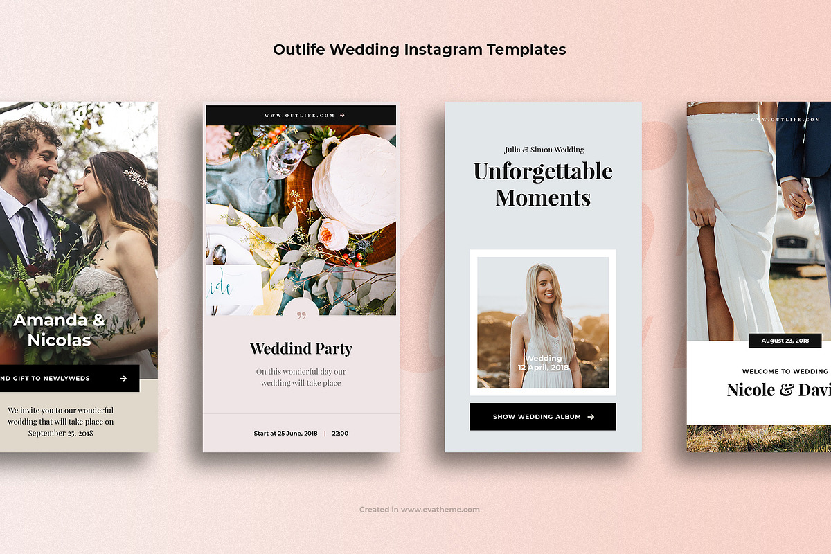 Outlife Wedding Instagram Templates, a Social Media Template by Creatoly (Photo 2 of 3)