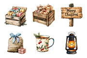 Rustic Winter Christmas Clipart, an Illustration by SinaCreation (Thumbnail 3 of 7)