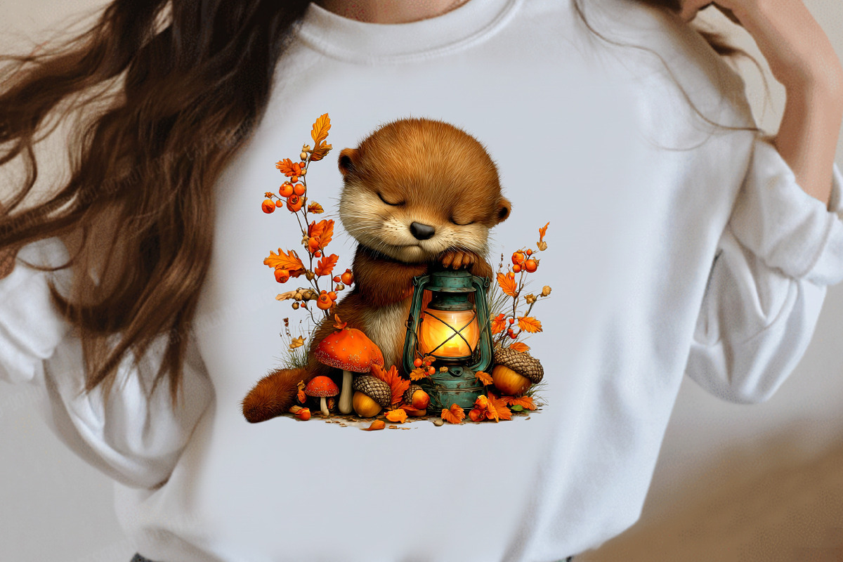 Whimsical Autumn Fall Otter Clipart, a Seasonal Illustration by Designworld (Photo 9 of 10)
