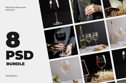 Wine glass mockup set (glassware), a Product Mockup by TrendkeyMockups