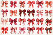 Red Coquette Christmas Bow Clipart, an Illustration by Libby Wishes (Thumbnail 3 of 7)