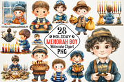 Menorah Boy, Hanukkah Art, Jewish, an Illustration by RobertsArt (Thumbnail 1 of 7)