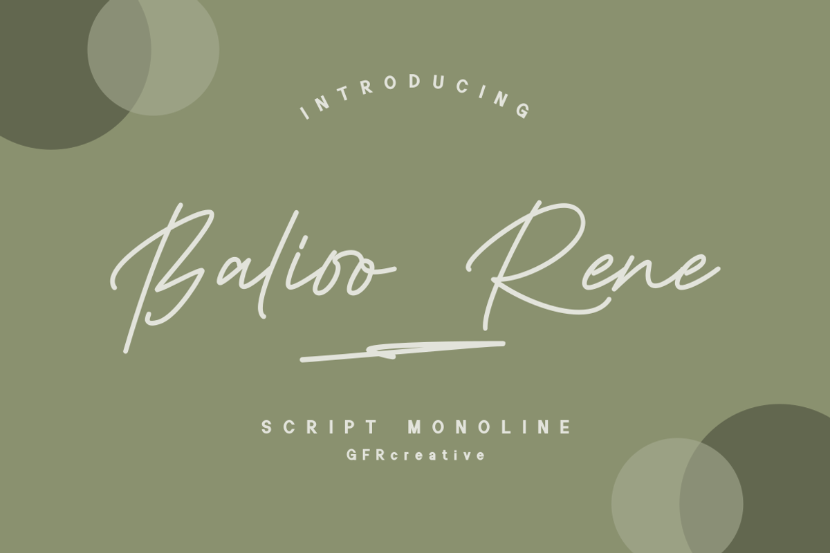 Balioo Rene - Script Monoline font, a Script Font by GFRcreative (Photo 1 of 6)