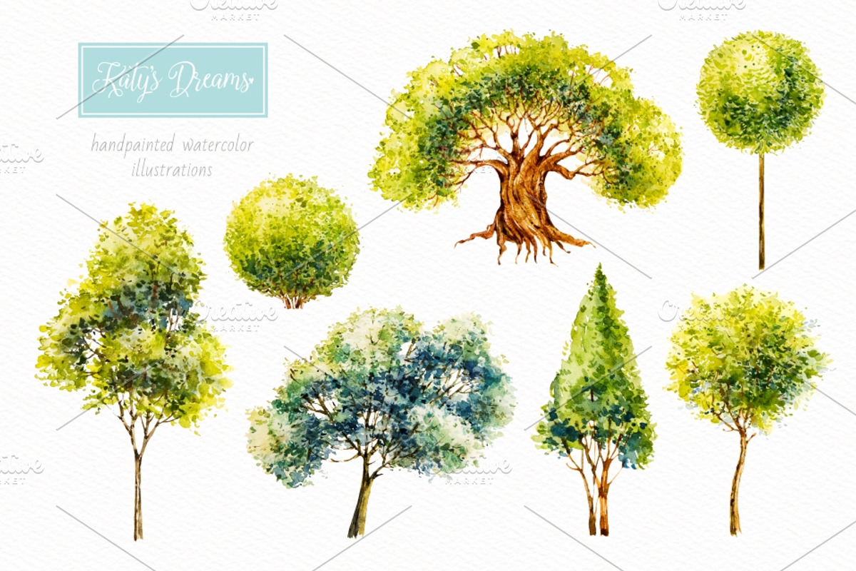 Trees. Watercolor, a Decorative Illustration by Ekaterina Mikheeva (Photo 2 of 2)