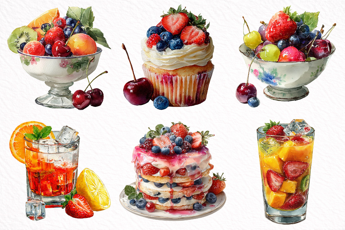 Watercolor Summer Vibe Clipart, an Illustration by DreamArtGraphic (Photo 4 of 8)