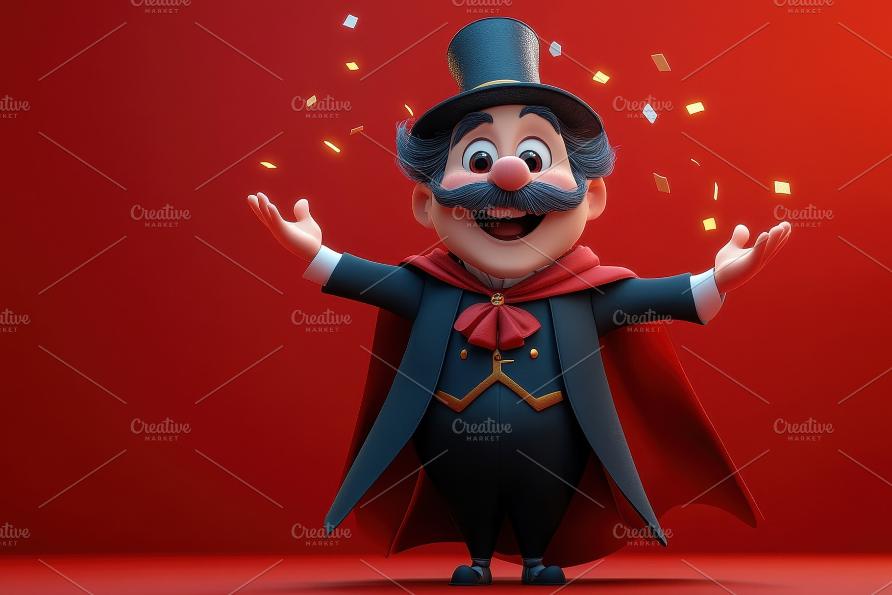 Cheerful magician welcomes guests wi, a Photo by Tanuart