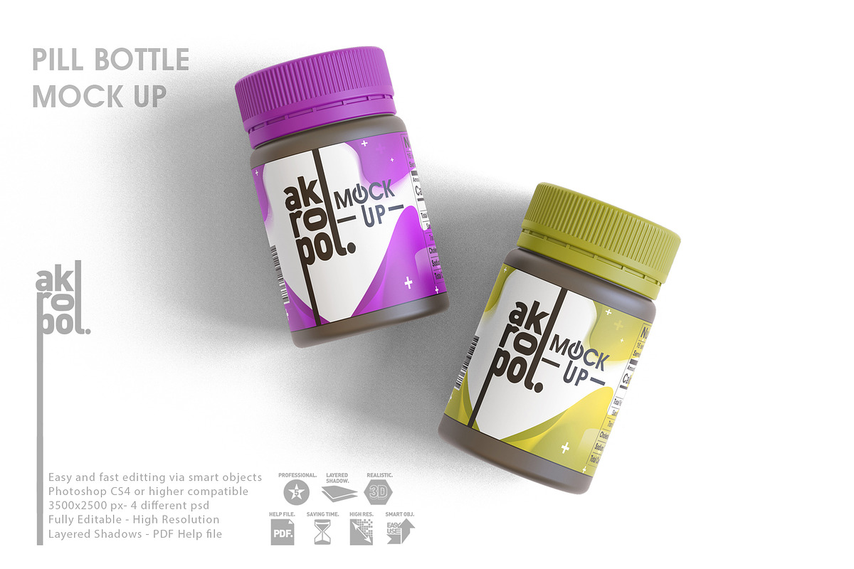 Pills Bottle Mockup, a Packaging Mockup by akropol (Photo 6 of 10)