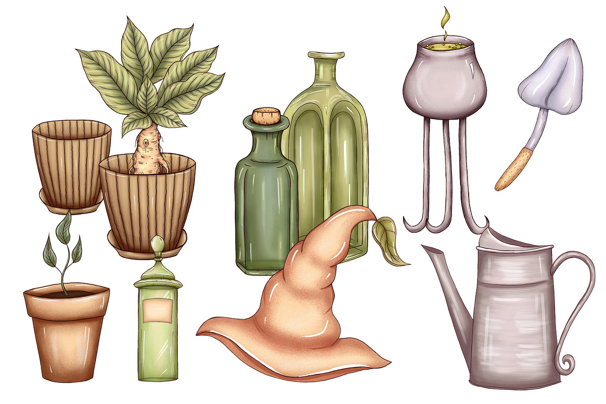 Herbal Magic clipart set, an Illustration by Mrs.Swan_Design (Photo 3 of 7)