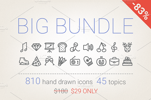 83% Off - Hand Drawn Icons Bundle preview 4