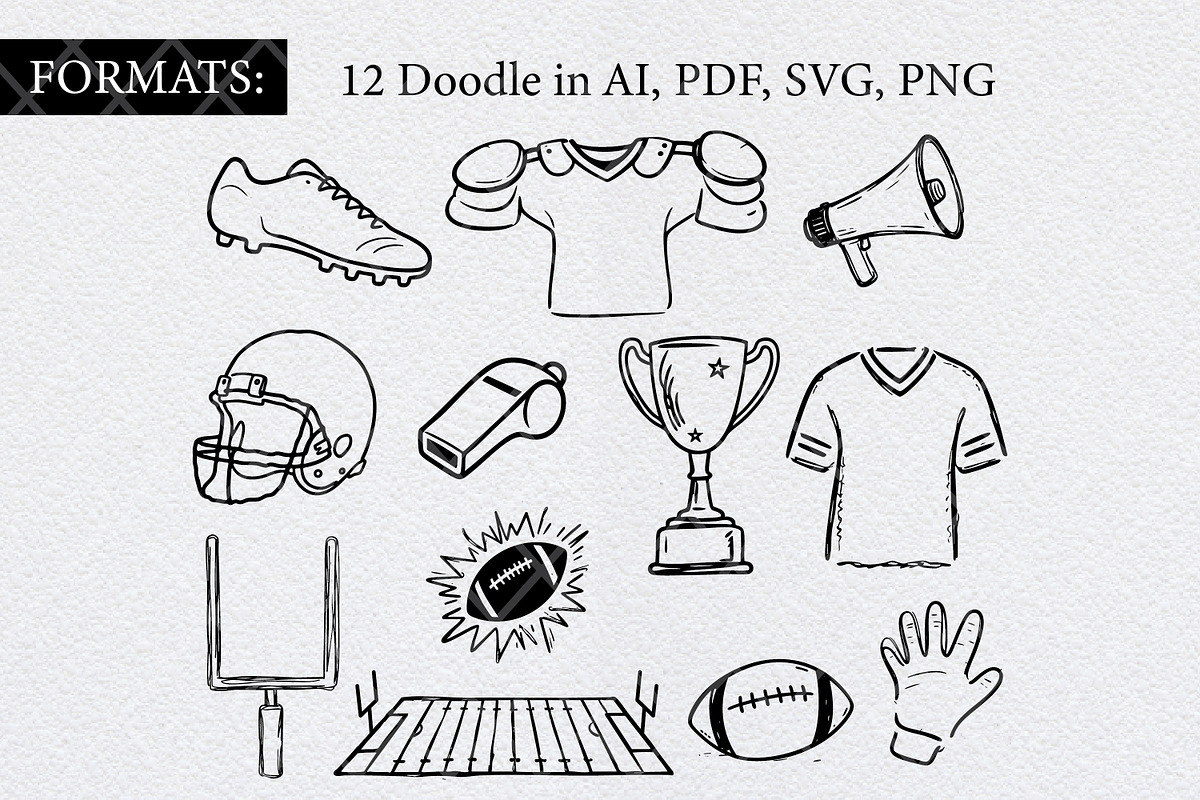 American Football Doodles Clipart, an Object Graphic by Guavanaboy (Photo 2 of 3)