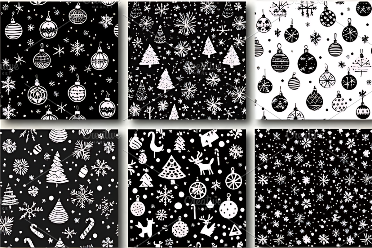 Black and White Christmas Patterns, a Pattern Graphic by Design Station (Photo 4 of 5)
