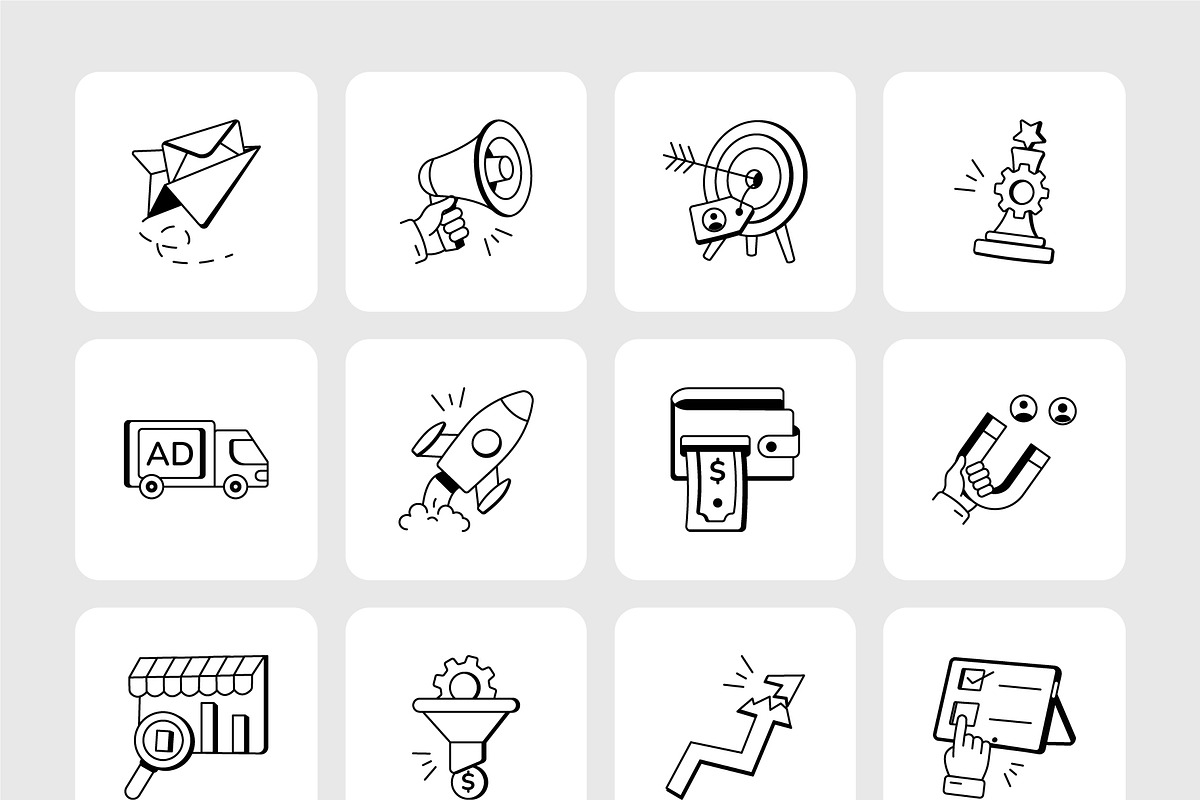 Marketing Icons, an Outline Icon by Prosymbols (Photo 6 of 7)