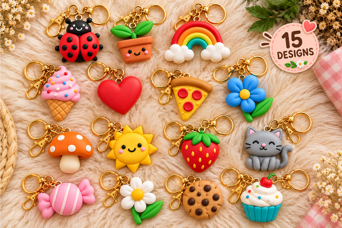 Kawaii Food Keychain STL Bundle, a Food & Drink 3D Model by Layerology (Photo 3 of 3)