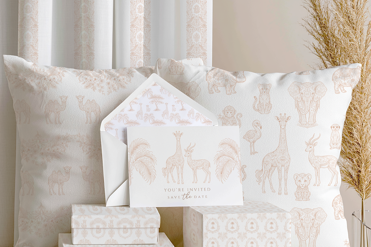 Toile Safari Animals Beige, an Animal Illustration by Invite to Clipart (Photo 13 of 14)