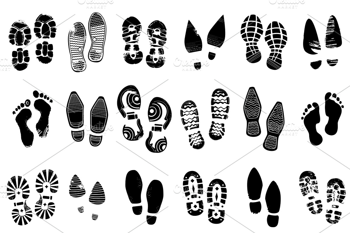 Black shoe footprints. Silhouette, an Object Illustration by Vectorbuum