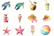 Watercolor Summer Clipart, an Illustration by Designworld (Thumbnail 2 of 5)