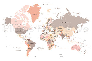 Detailed World Map 60x40" max - jpeg