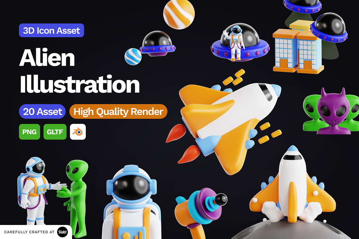 3D Alien Illustration, an Object 3D Model by SLAB! Design (Photo 1 of 4)