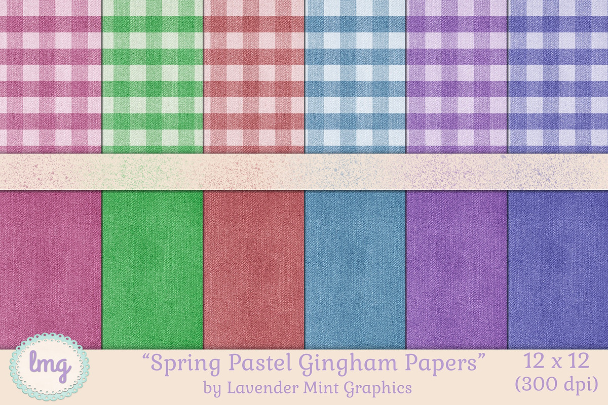 Spring Pastel Gingham Papers, a Pattern Graphic by Lavender Mint Graphics (Photo 1 of 7)
