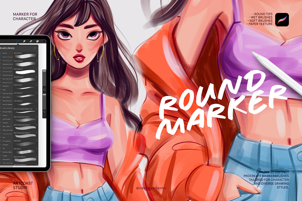 Round Marker for Character, a Brush Add-On by Spasibenko Art (Photo 1 of 5)