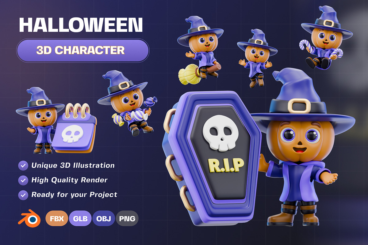 Halloween Character 3D Pack, a Characters & Person 3D Model by Haps Space (Photo 1 of 5)
