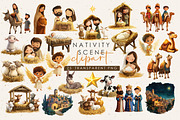 Nativity Scene Clipart, a Seasonal Illustration by ⋒DesignECShop⋒ (Thumbnail 1 of 6)
