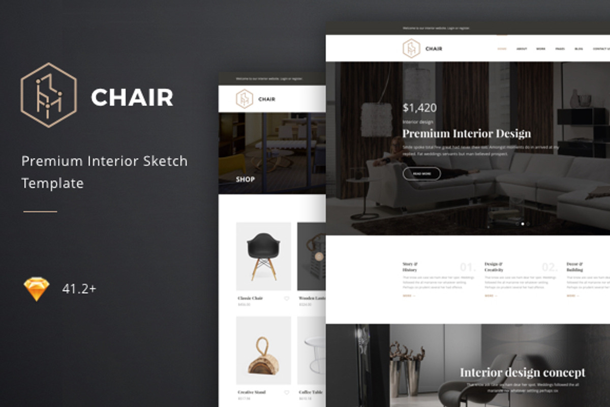 Chair – Interior Sketch Template, a Templates & Theme by Unidack Design (Photo 1 of 5)