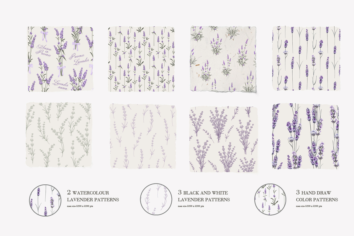 Lavender pattern.Watercolor, lineart, a Pattern Graphic by Kotkoa (Photo 2 of 8)